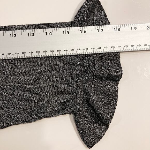 NWOT NINA LEONARD Cardigan XL Silver Black Sparkle Open Flared-Long-Sleeve - Picture 8 of 8